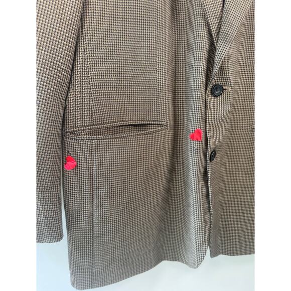 Oscar De La Renta Mens 44R Blazer Brown Houndstooth Sport Coat Classic 2-Button - Picture 4 of 8